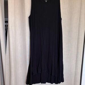 Lord & Taylor Elegant Dark Grey Sleeveless Midi Dress